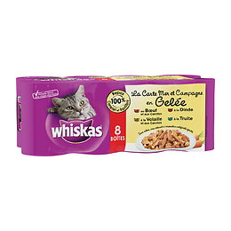 8 boites pour chat WHISKAS La carte Mer et Campagne 390g