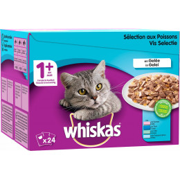 Sachets fraîcheur en gelée aux poissons 24x100GR 1 an et + Whiskas