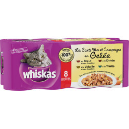 8 boites pour chat WHISKAS La carte Mer et Campagne 390g