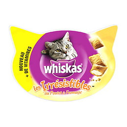 Friandises pour chat WHISKAS Les Irrésistibles poulet fromage 60 gr