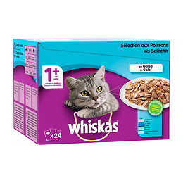 Sachets fraîcheur en gelée aux poissons 24x100GR 1 an et + Whiskas