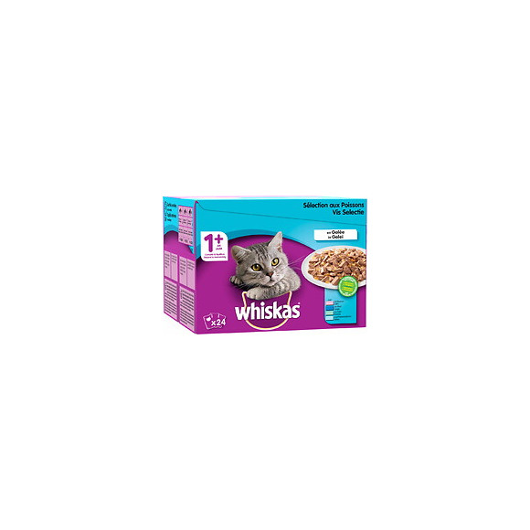 Sachets fraîcheur en gelée aux poissons 24x100GR 1 an et + Whiskas