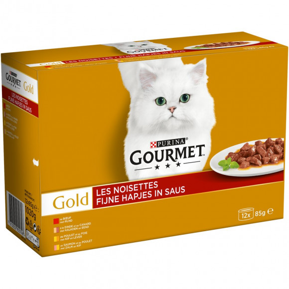 Aliment chat adulte Gold - Viandes - 12x85g