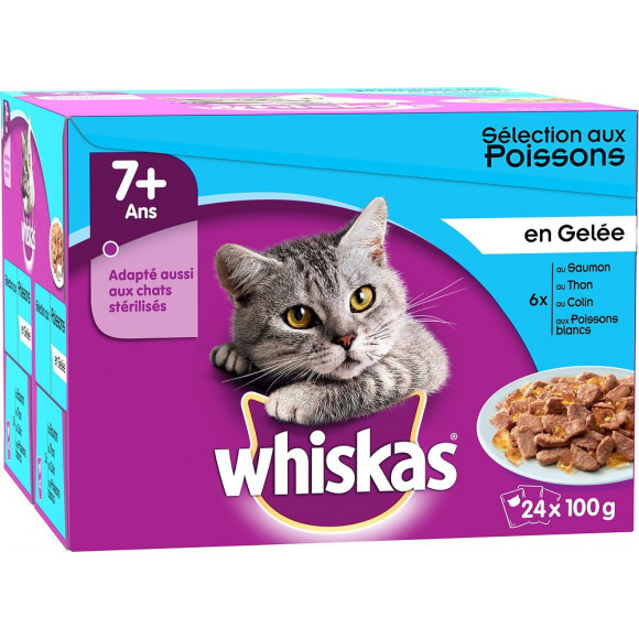 24 sachets fraicheur chat mature WHISKAS Selection poissons 100g