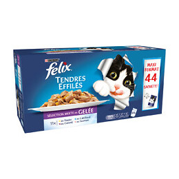 Sachets Tendres Effilés - en gelée Viandes/Poissons - 44x100g