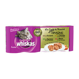 4 boîtes pour chat WHISKAS La Carte du Marché en terrine 400 gr