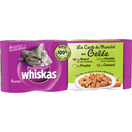4 boites pour chats WHISKAS La carte du marché en gelée 390g