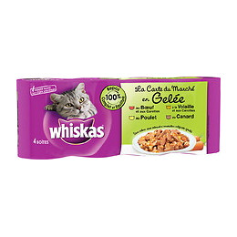 4 boites pour chats WHISKAS La carte du marché en gelée 390g
