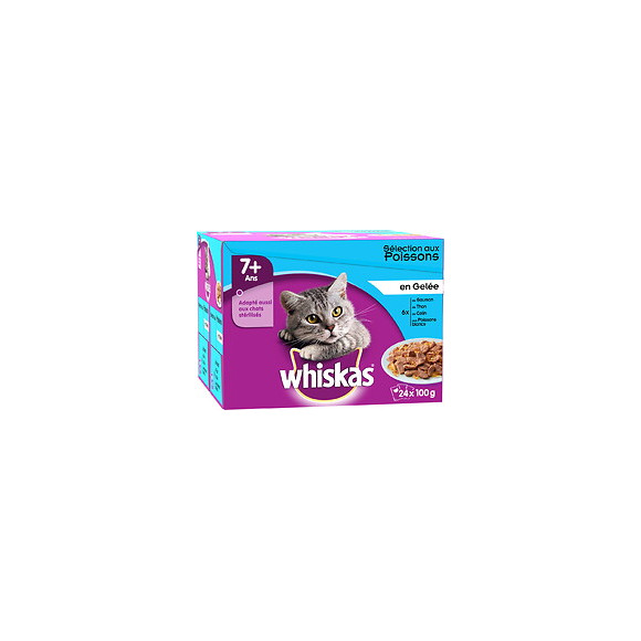 24 sachets fraicheur chat mature WHISKAS Selection poissons 100g