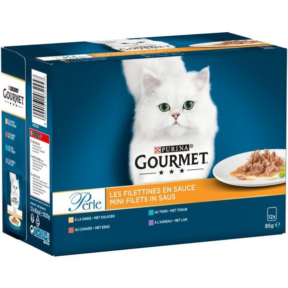 Sachets repas chat Perle Les Filettines - en sauce - 12x85g