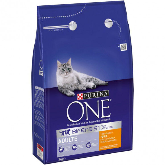 Croquettes chat adulte PURINA ONE - Poulet et Céréales complètes - 3kg