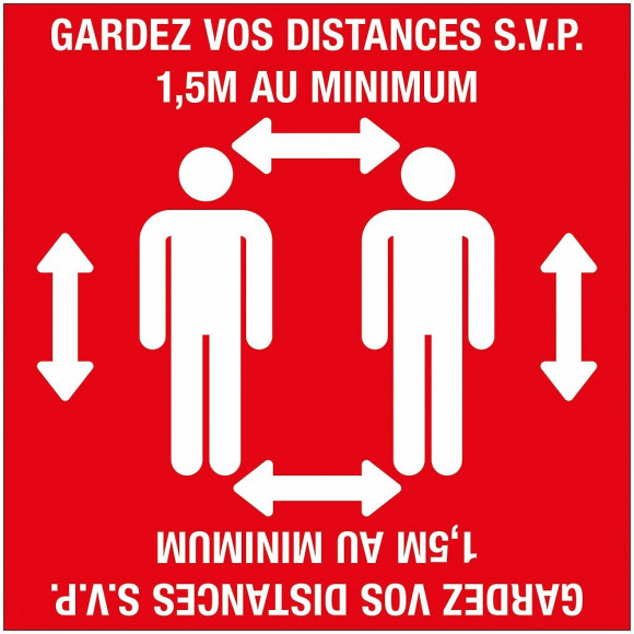 Adhésif au sol gardez vos distances 28x28cm