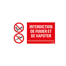 Panneau 30x15cm Interdit Fumer vapoter