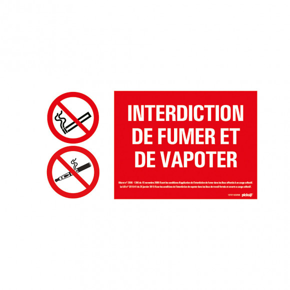 Panneau 30x15cm Interdit Fumer vapoter