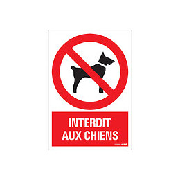 Panneau 23x33cm Interdit aux chiens