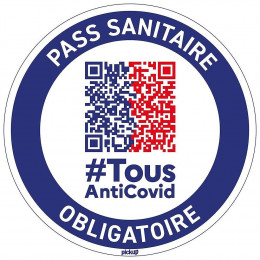 Autocollant Pass sanitaire obligatoire 18cm rond