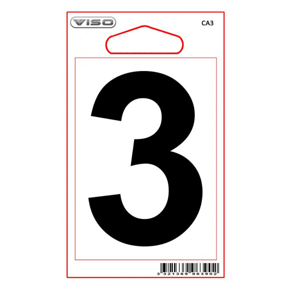 Chiffre 3 adhésif hauteur 80 mm.