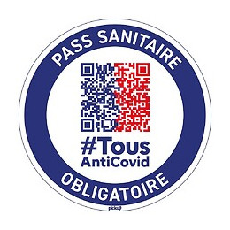 Autocollant Pass sanitaire obligatoire 18cm rond