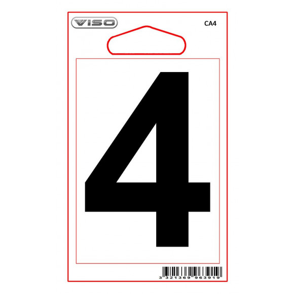 Chiffre 4 adhésif hauteur 80 mm.
