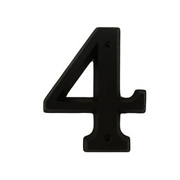 Chiffre 4 adhésif en zamak noir 80mm