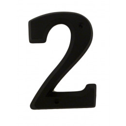 Chiffre 2 adhésif en zamak noir 80mm