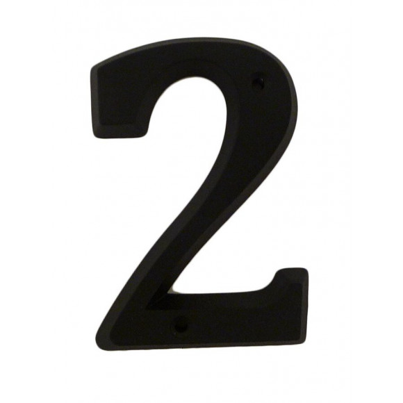 Chiffre 2 adhésif en zamak noir 80mm