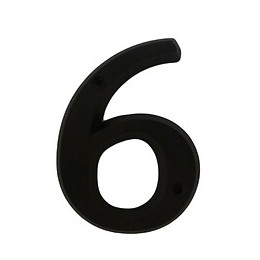 Chiffre 6 adhésif en zamak noir 80mm