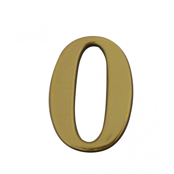 Chiffre 0 adhésif en plastique doré 40mm