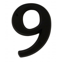 Chiffre 9 adhésif en zamak noir 80mm