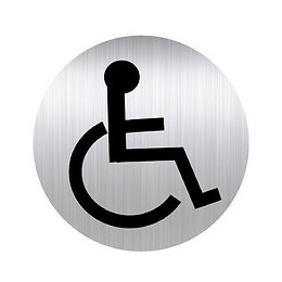 Panneau TOILETTES HANDICAPES aluminium adhésif  diamètre 80 mm VISO