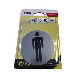 Panneau TOILETTES HOMMES aluminium adhésif  diamètre 80 mm VISO