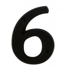 Chiffre 6 adhésif en zamak noir 80mm