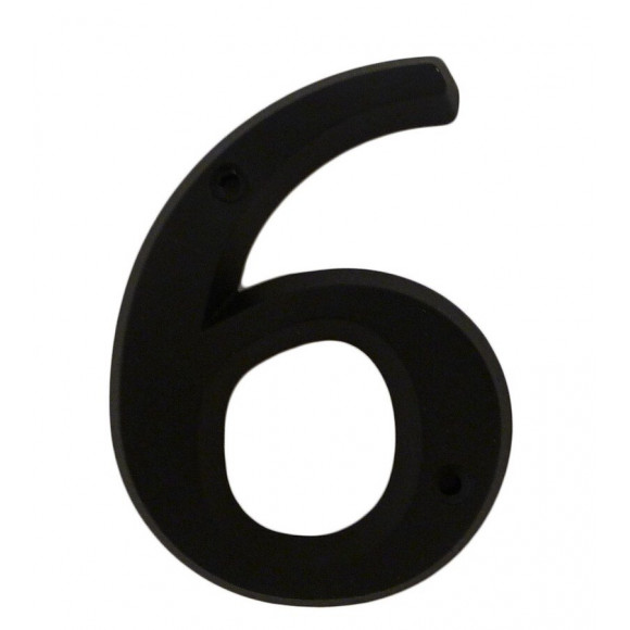 Chiffre 6 adhésif en zamak noir 80mm