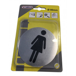 Panneau TOILETTES FEMMES aluminium adhésif  diamètre 80 mm VISO