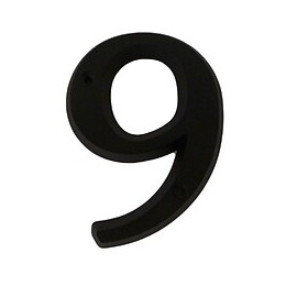 Chiffre 9 adhésif en zamak noir 80mm