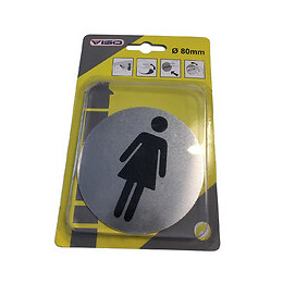 Panneau TOILETTES FEMMES aluminium adhésif  diamètre 80 mm VISO