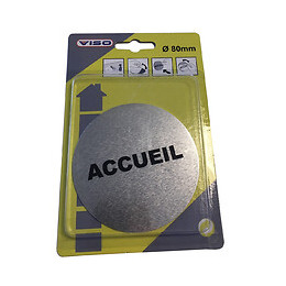 Panneau ACCUEIL aluminium adhésif  diamètre 80 mm VISO