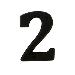 Chiffre 2 adhésif en zamak noir 80mm