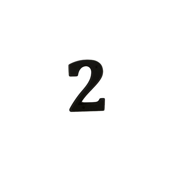 Chiffre 2 adhésif en zamak noir 80mm