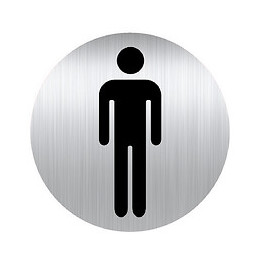 Panneau TOILETTES HOMMES aluminium adhésif  diamètre 80 mm VISO