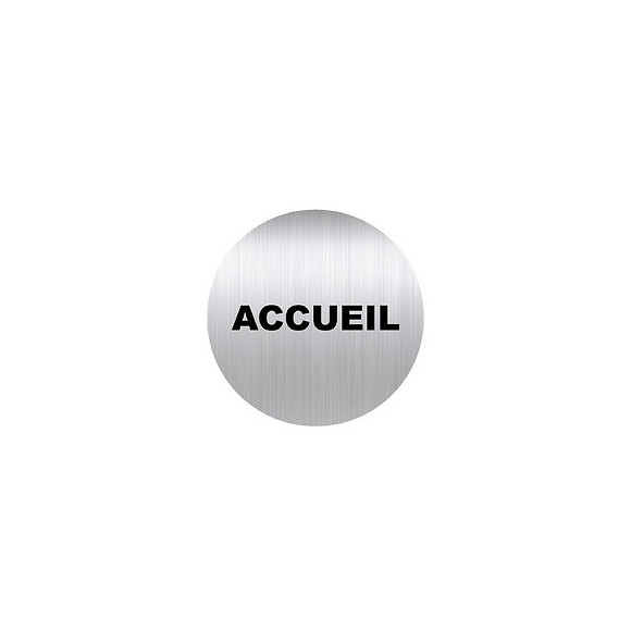Panneau ACCUEIL aluminium adhésif  diamètre 80 mm VISO
