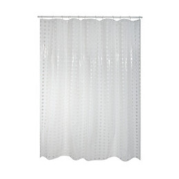 Rideau de douche l.180xh.200cm blanc  à pois transparents, PVC