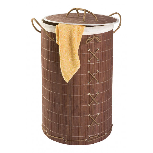 Coffre à linge WENKO Bambou marron foncé