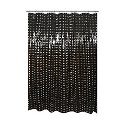 Rideau de douche l.180xh.200cm noir à pois transparents, PVC