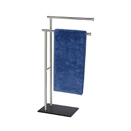Porte-serviettes Lima 2 barres acier socle verre noir