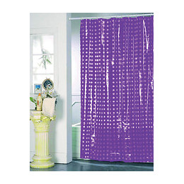 Rideau de douche l.180xh.200cm violet à pois transparents, PVC