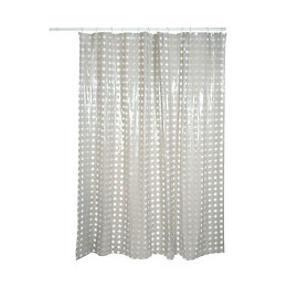 Rideau de douche l.180xh.200cm taupe à pois transparents, PVC