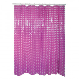 Rideau de douche l.180xh.200cm violet à pois transparents, PVC