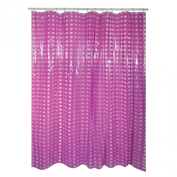 Rideau de douche l.180xh.200cm violet à pois transparents, PVC