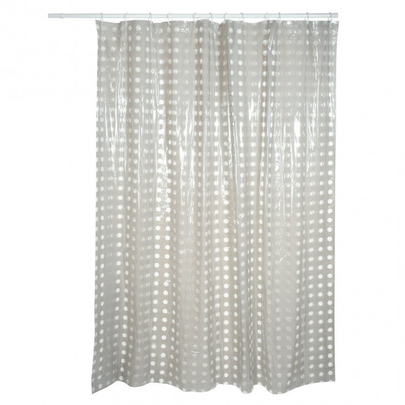 Rideau de douche l.180xh.200cm taupe à pois transparents, PVC